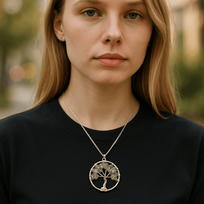 Pendentif arbre de vie labradorite Madagascar A 40mm - La Boite à Cailloux