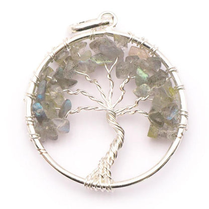 Pendentif arbre de vie labradorite Madagascar A 40mm - La Boite à Cailloux