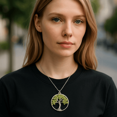 Pendentif arbre de vie péridot Inde A 40mm