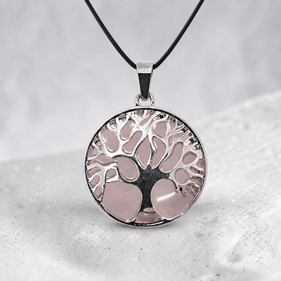 Tree of life pendant rose quartz Brazil A