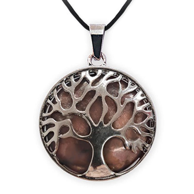 Pendentif arbre de vie rhodonite Madagascar A - La Boite à Cailloux