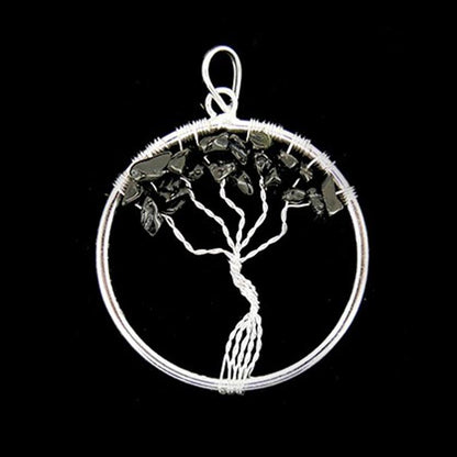 Pendentif arbre de vie tourmaline noire Brésil A 35 - 40mm - La Boite à Cailloux