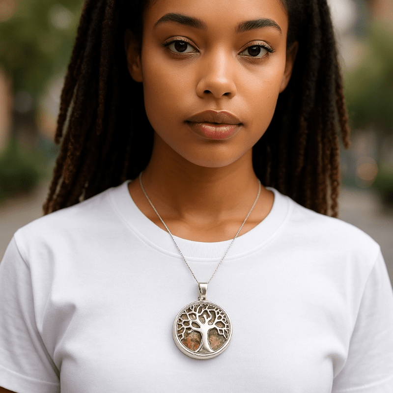 Pendentif arbre de vie unakite Afrique du Sud A - La Boite à Cailloux