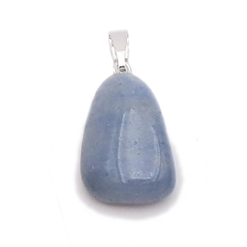 Pendentif aventurine bleue ou quartz bleu Brésil A (pierre roulée) - La Boite à Cailloux