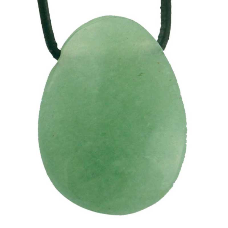 Pendentif aventurine verte Brésil A (pierre trouée) + cordon - La Boite à Cailloux