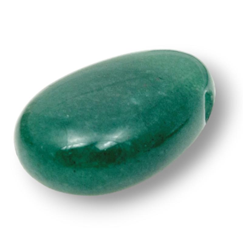 Pendentif aventurine verte Brésil A (pierre trouée) + cordon - La Boite à Cailloux