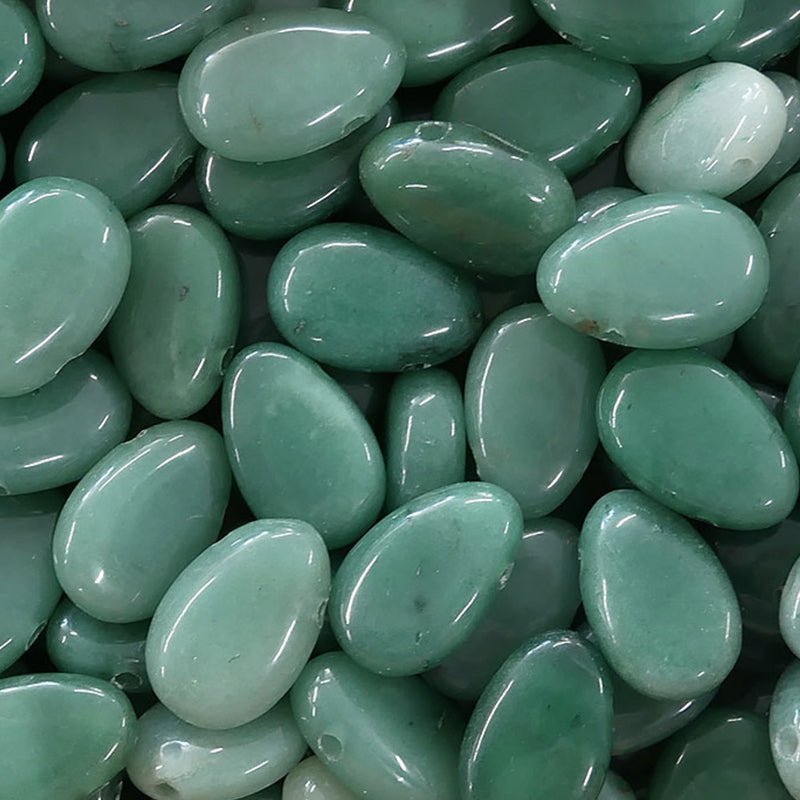 Pendentif aventurine verte Brésil A (pierre trouée) + cordon - La Boite à Cailloux