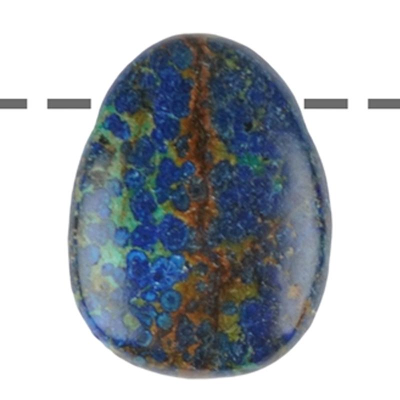 Pendentif azurite malachite Pérou A+ (pierre trouée) + cordon - La Boite à Cailloux