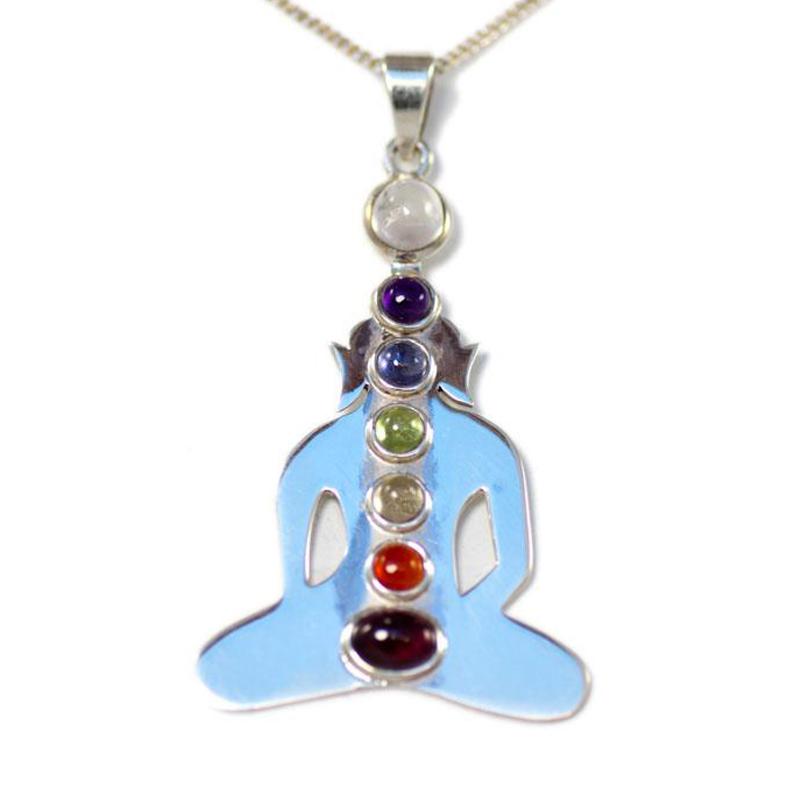 Pendentif bouddha 7chakras - La Boite à Cailloux