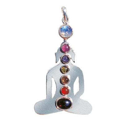 Pendentif bouddha 7chakras argent 925 - La Boite à Cailloux