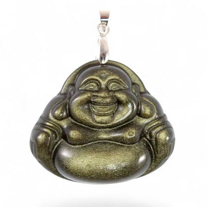 Pendentif Bouddha obsidienne dorée Mexique AA - La Boite à Cailloux