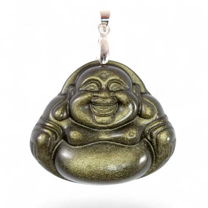 Pendentif Bouddha obsidienne dorée Mexique AA