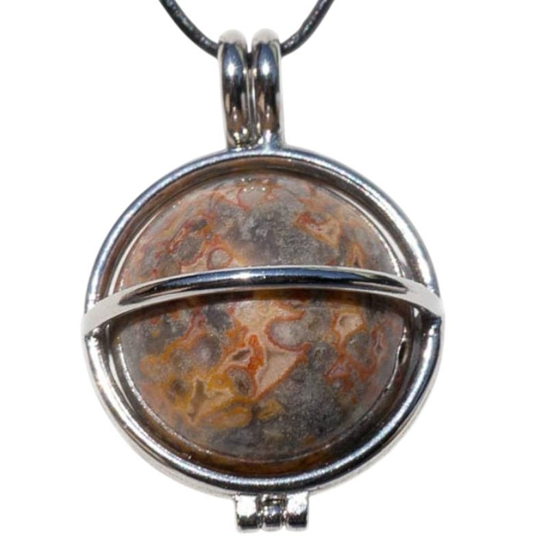 Pendentif boule agate crazy lace dans cage - La Boite à Cailloux