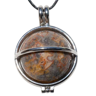 Pendentif boule agate crazy lace dans cage