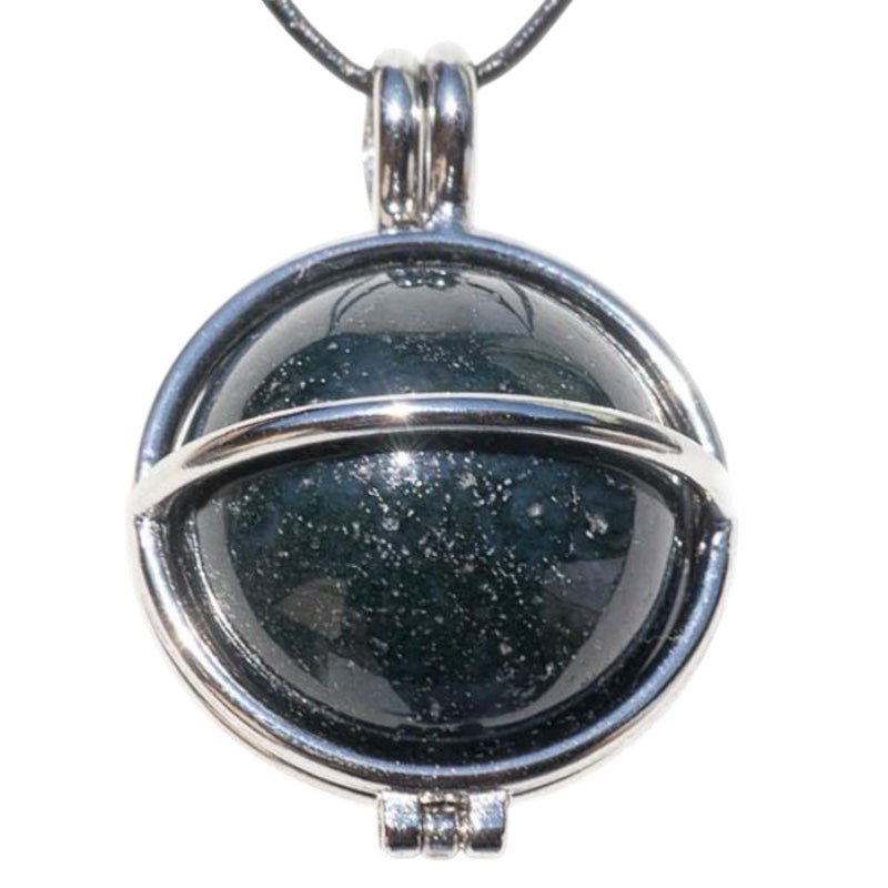 Pendentif boule agate mousse Brésil A dans cage - La Boite à Cailloux