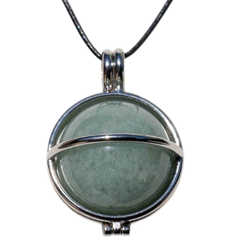 Pendentif boule aventurine verte Brésil A dans cage - La Boite à Cailloux