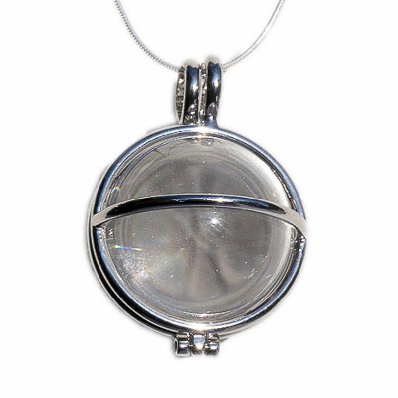 Pendentif boule cristal de roche Brésil A dans cage - La Boite à Cailloux