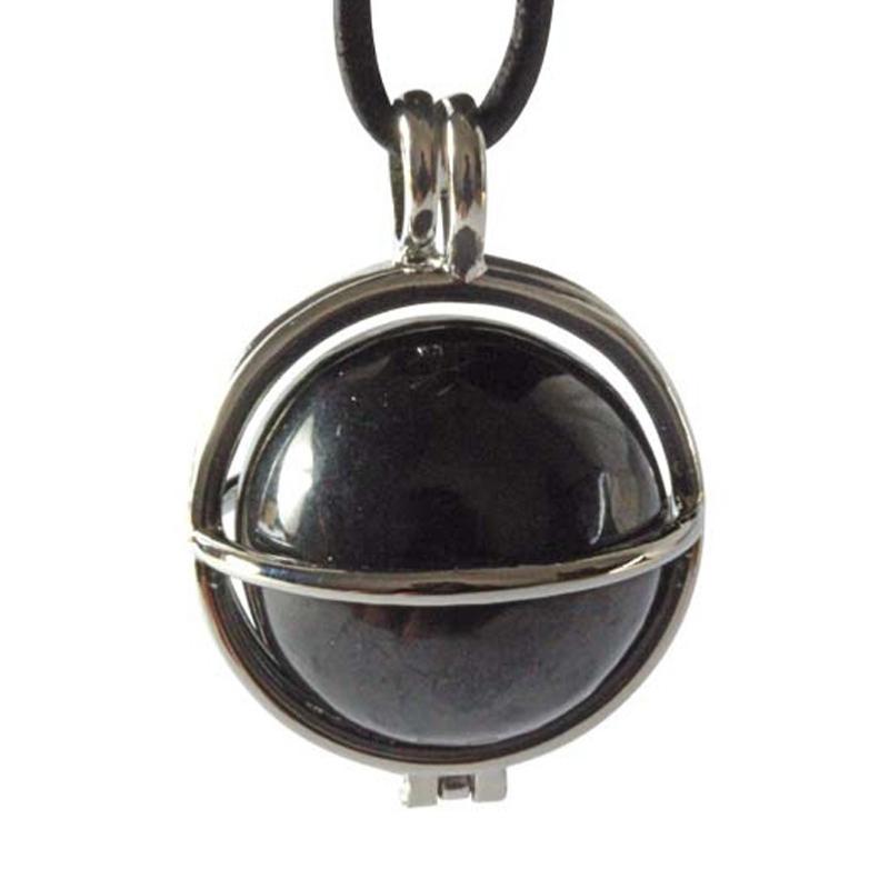 Pendentif boule shungite Russie A de 20mm dans cage - La Boite à Cailloux