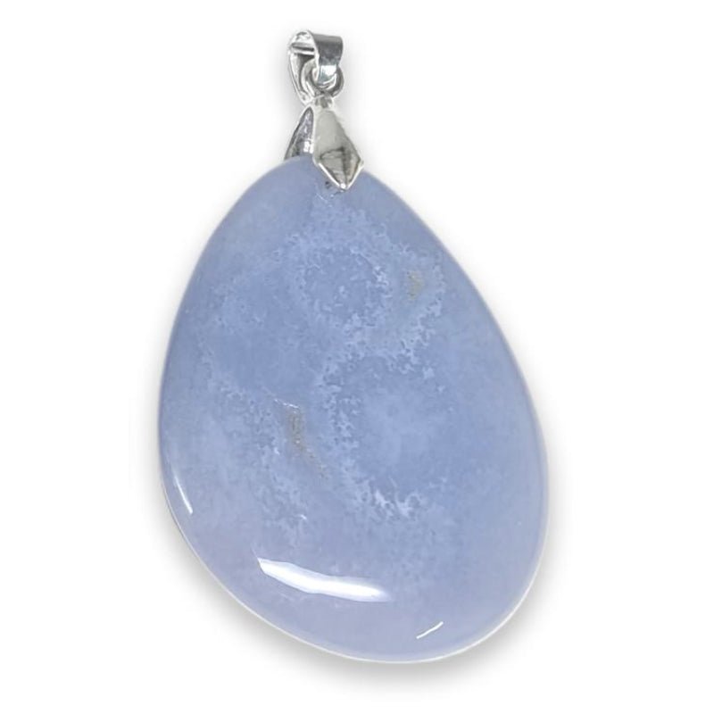 Pendentif calcédoine bleue Namibie A (pierre plate) - La Boite à Cailloux