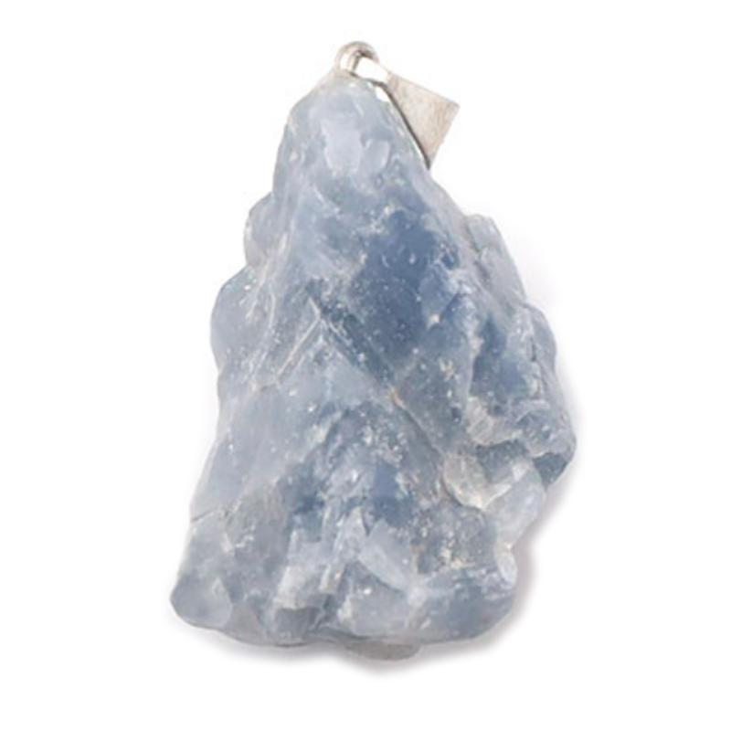 Pendentif calcite bleue Mexique A (pierre brute) - La Boite à Cailloux