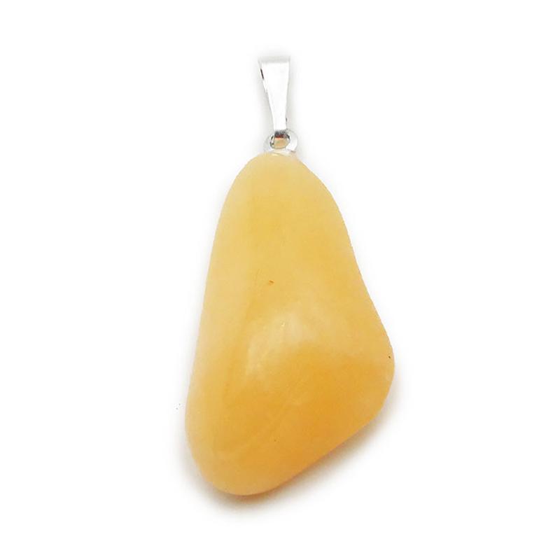 Pendentif calcite jaune Mexique A (pierre roulée) - La Boite à Cailloux