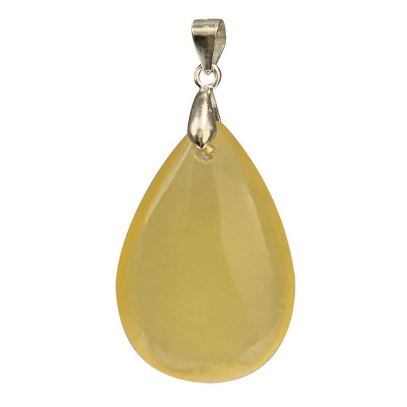 Pendentif calcite orange Mexique A goutte argent 925 - La Boite à Cailloux