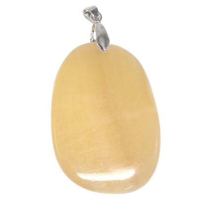 Pendentif calcite orange Mexique A (pierre plate) - La Boite à Cailloux