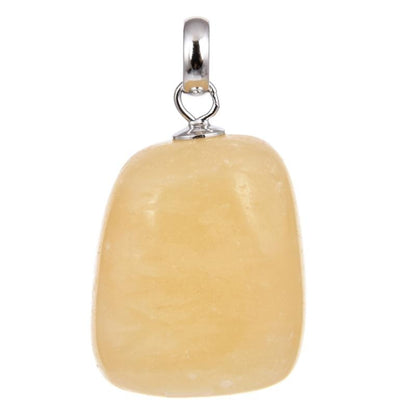 Pendentif calcite orange Mexique A pierre roulée boucle argent 925 - La Boite à Cailloux