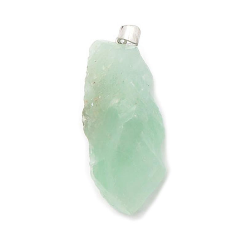 Pendentif calcite verte Mexique A acier inoxydable (pierre brute) - La Boite à Cailloux