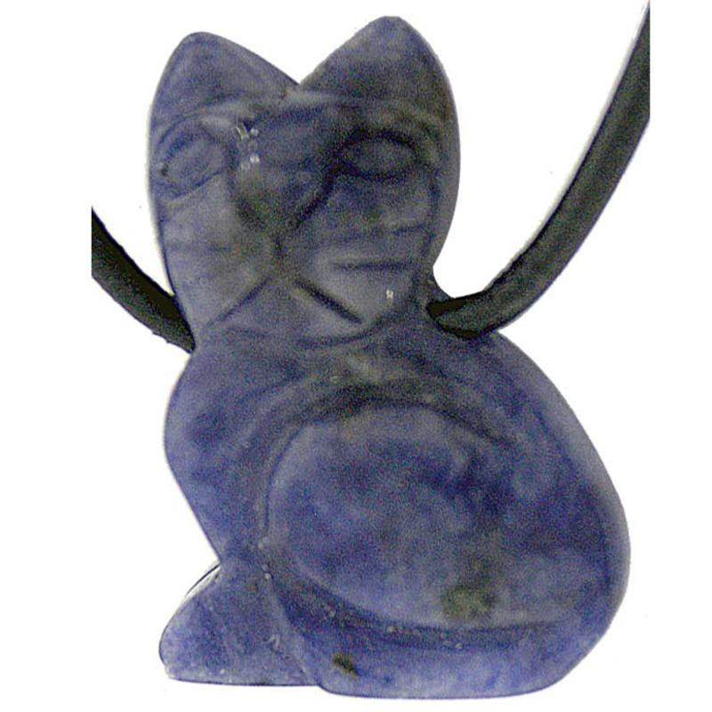Pendentif chat 25mm sodalite Brésil A - La Boite à Cailloux