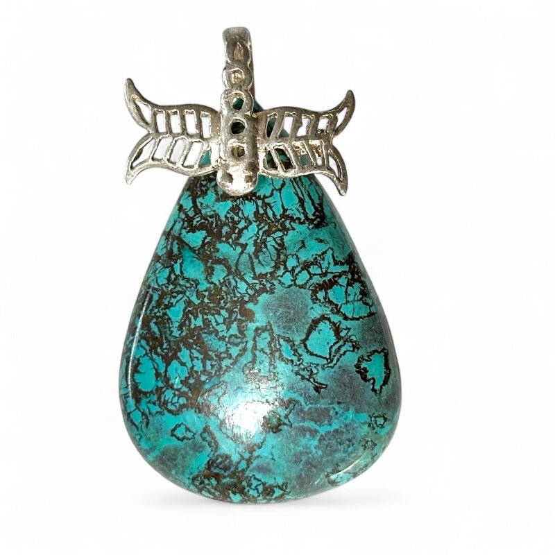 Pendentif Chrysocolle Pérou AA argent 925 - La Boite à Cailloux