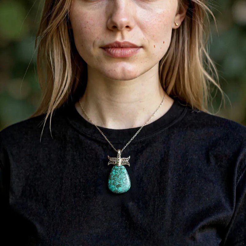 Pendentif Chrysocolle Pérou AA argent 925 - La Boite à Cailloux
