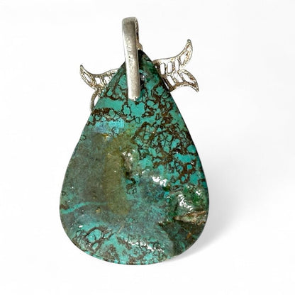 Pendentif Chrysocolle Pérou AA argent 925 - La Boite à Cailloux