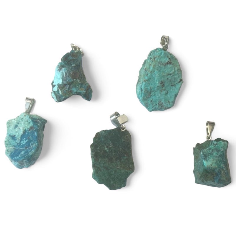 Pendentif Chrysocolle Pérou AA (pierre brute) - La Boite à Cailloux
