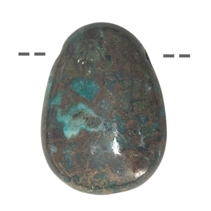 Pendentif Chrysocolle Pérou AB (pierre trouée) + cordon - La Boite à Cailloux