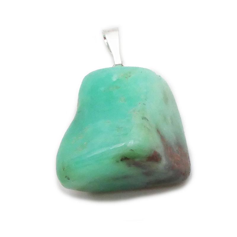 Pendentif chrysoprase Australie A (pierre roulée) - La Boite à Cailloux