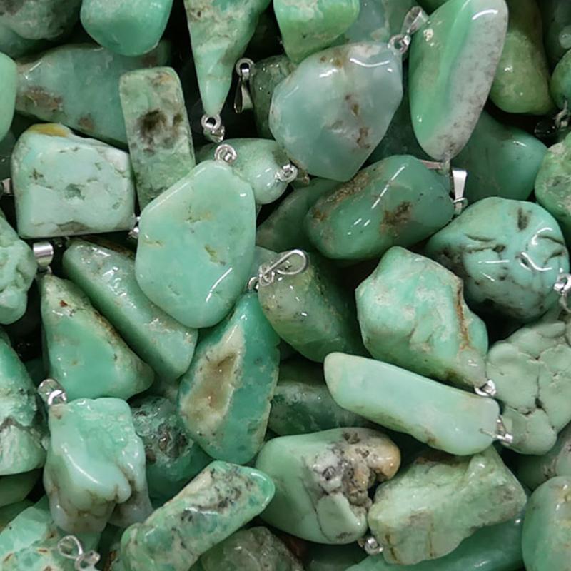 Pendentif chrysoprase Australie A (pierre roulée) - La Boite à Cailloux