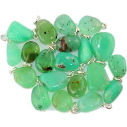 Pendentif chrysoprase Australie A pierre roulée boucle argent 925 - La Boite à Cailloux
