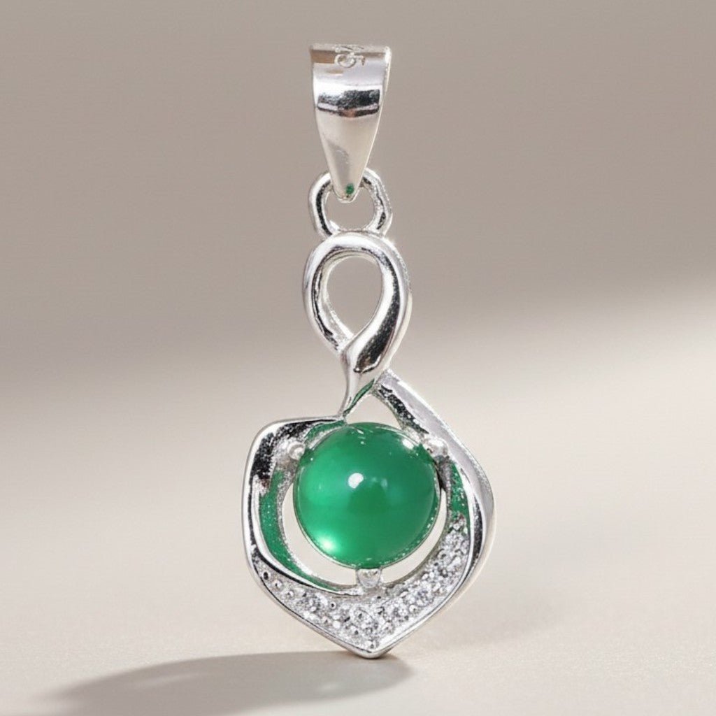 Pendentif chrysoprase Australie AAA argent 925 Rhodié - La Boite à Cailloux