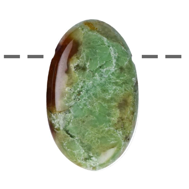 Pendentif chrysoprase ovale Australie A (pierre trouée) + cordon - La Boite à Cailloux
