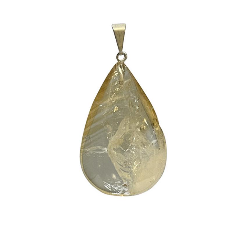 Pendentif citrine chauffée Brésil A goutte acier inoxydable - La Boite à Cailloux