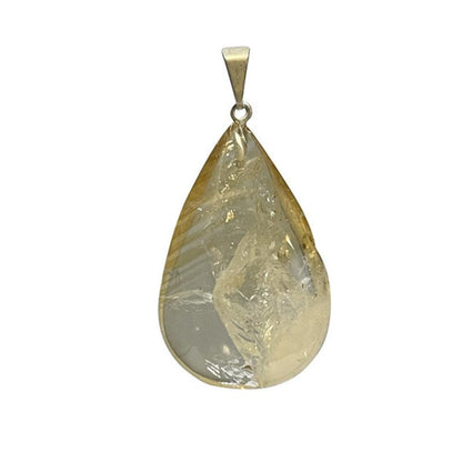 Pendentif citrine chauffée Brésil A goutte acier inoxydable - La Boite à Cailloux