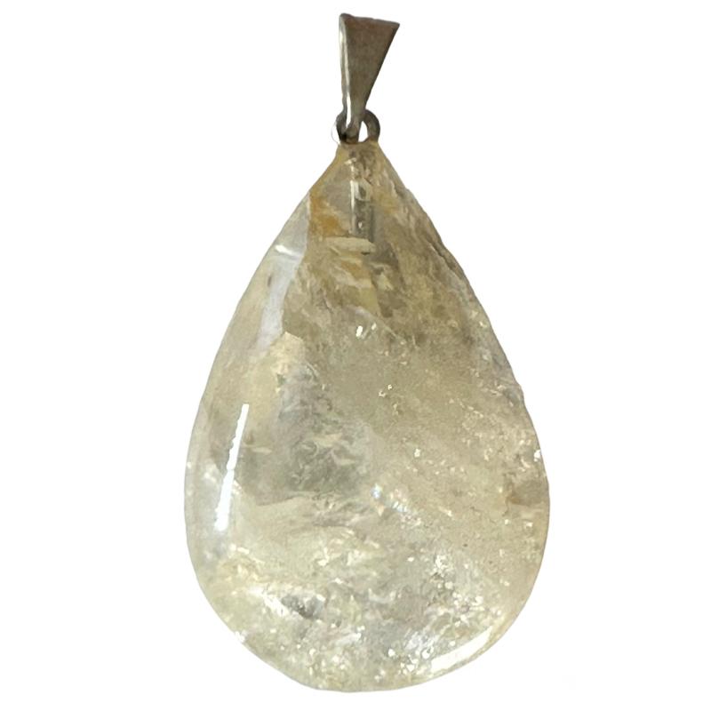 Pendentif citrine chauffée Brésil A goutte acier inoxydable - La Boite à Cailloux