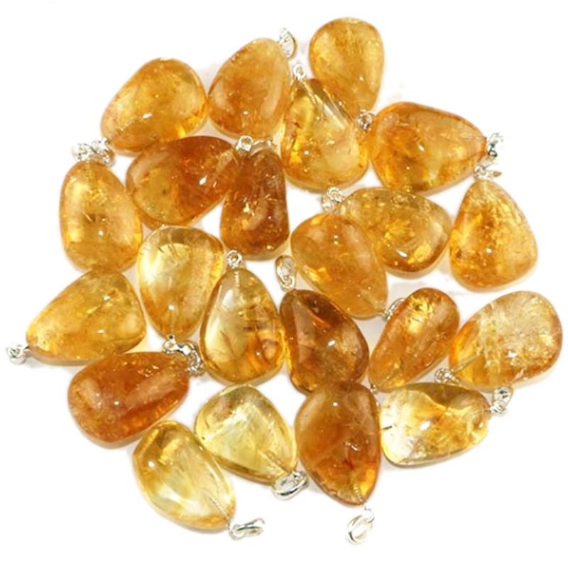Pendentif citrine chauffée Brésil A pierre roulée boucle argent 925 - La Boite à Cailloux