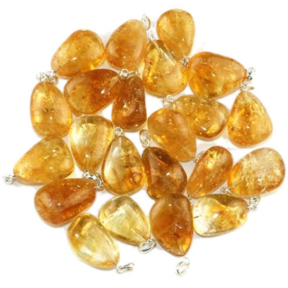 Pendentif citrine chauffée Brésil A pierre roulée boucle argent 925 - La Boite à Cailloux