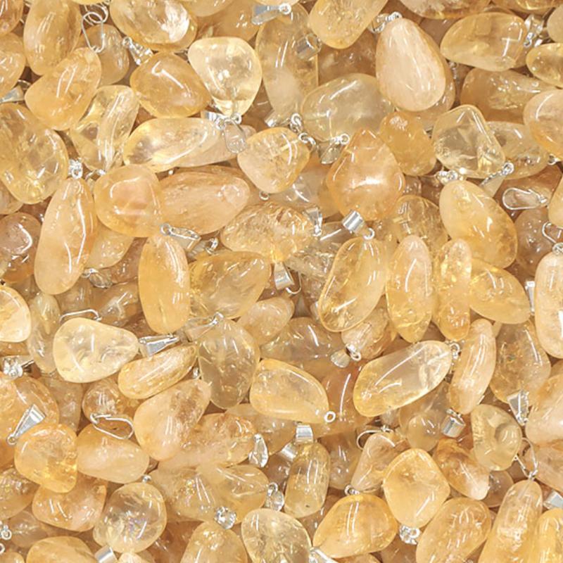 Pendentif citrine chauffée Brésil AA (pierre roulée) - La Boite à Cailloux