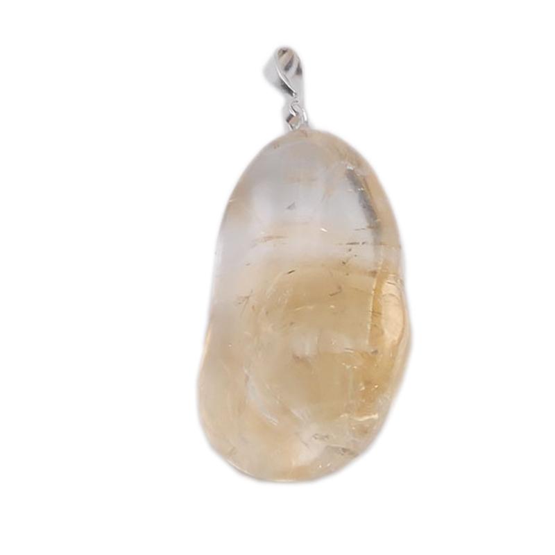 Pendentif citrine chauffée Brésil AA (pierre roulée) - La Boite à Cailloux