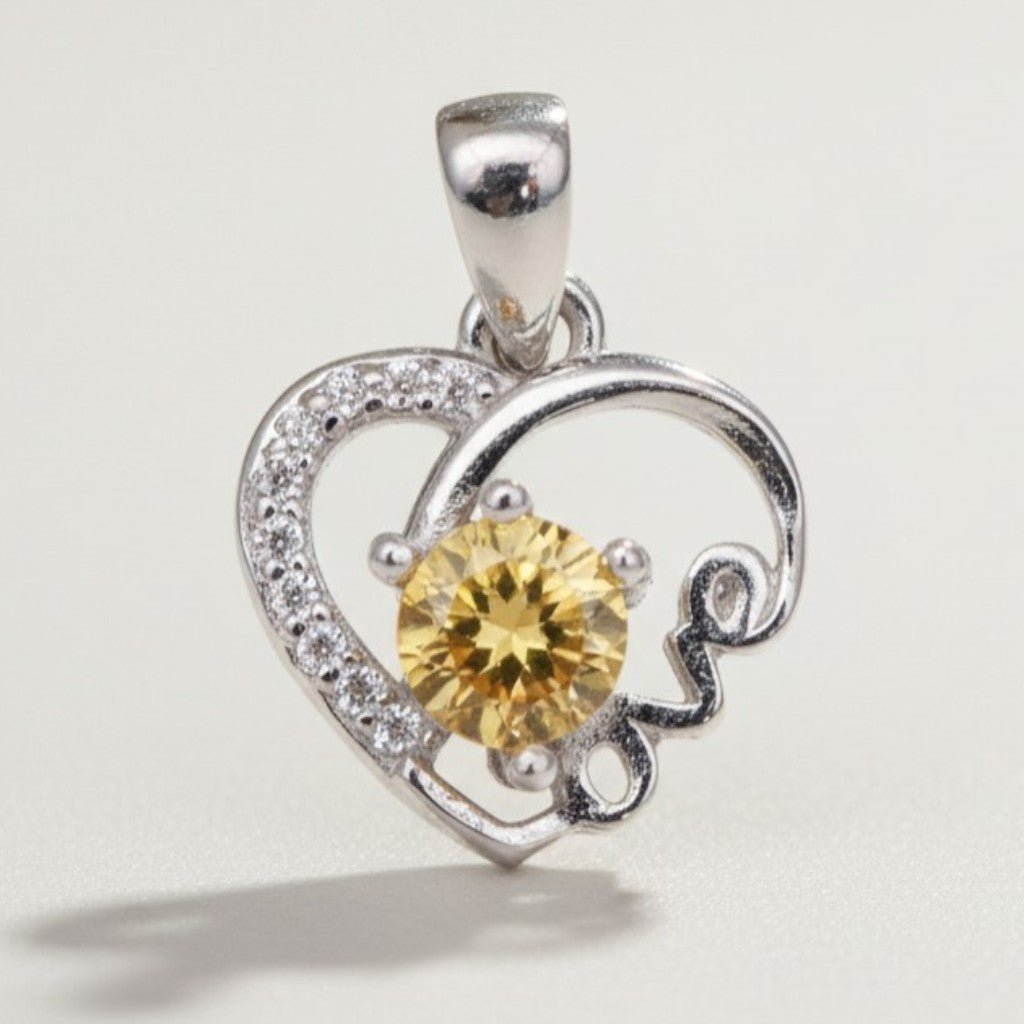 Pendentif citrine Madagascar AAA argent 925 Rhodié - La Boite à Cailloux