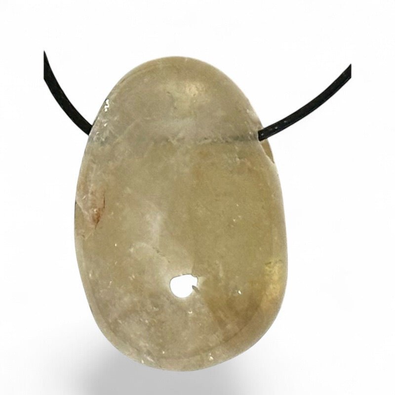 Pendentif citrine naturelle Congo A (pierre trouée) + cordon - La Boite à Cailloux