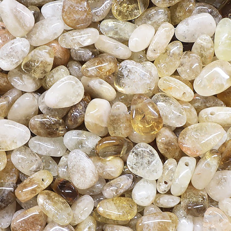 Pendentif citrine naturelle Congo A (pierre trouée) + cordon - La Boite à Cailloux